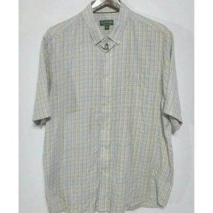 David Tayor Plaid Short Sleeve Shirt Wrinkle Free Size Large
